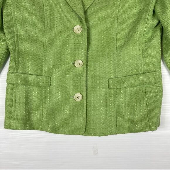 Cleo Petite Blazer Lime Green Woven Lined Dry Clean Women's 2 - Picture 2 of 10